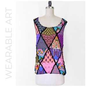 Alberto Makali Patchwork Sleeveless Top | Boho Artwear | Colorful